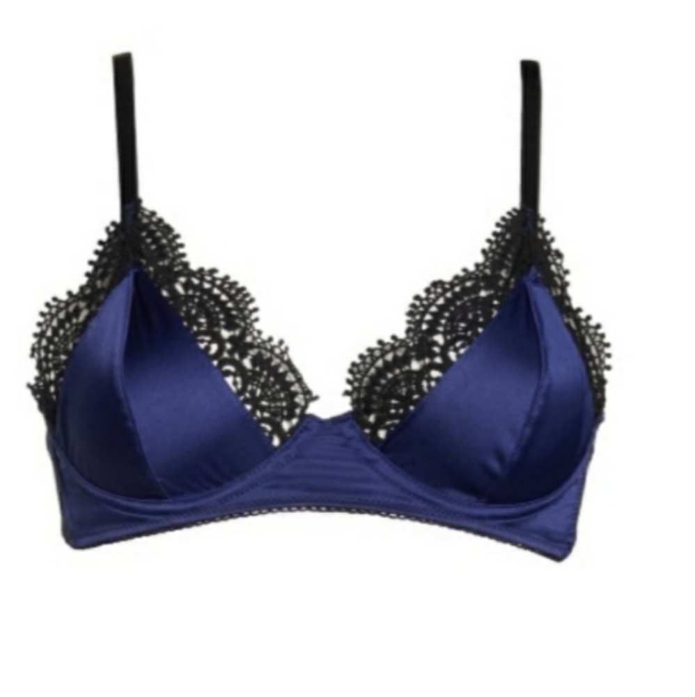 Thistle and Spire Blue Satin Bra